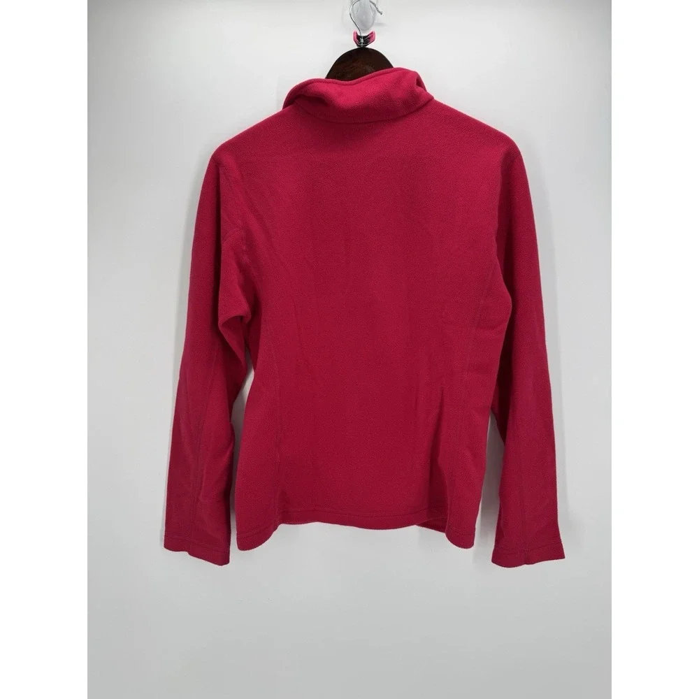 Patagonia Womens M 1/4 Zip Fleece Jacket Red Pink Outdoor Hiking Fall 2015